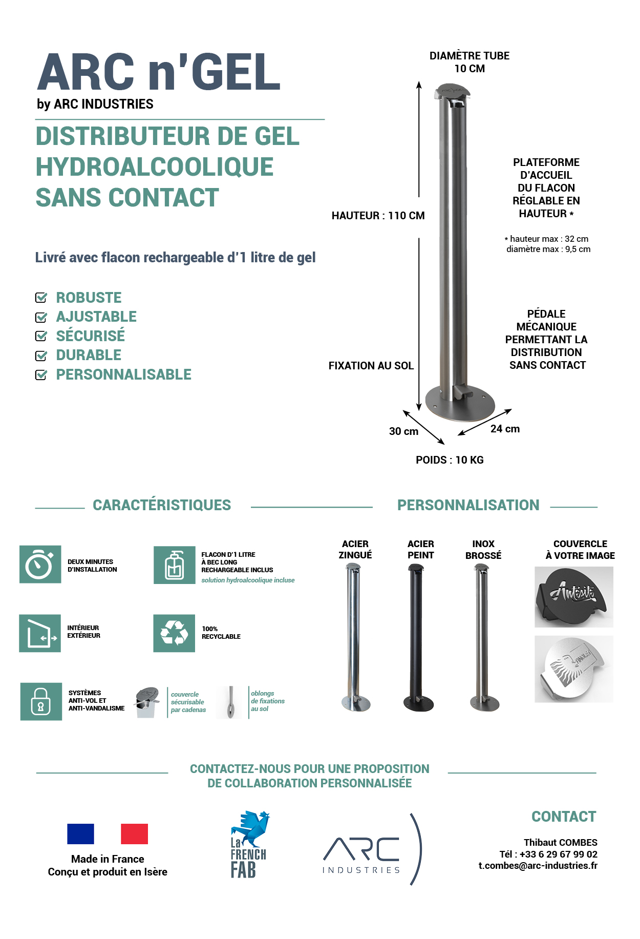 DISTRIBUTEUR GEL HYDROALCOOLIQUE 